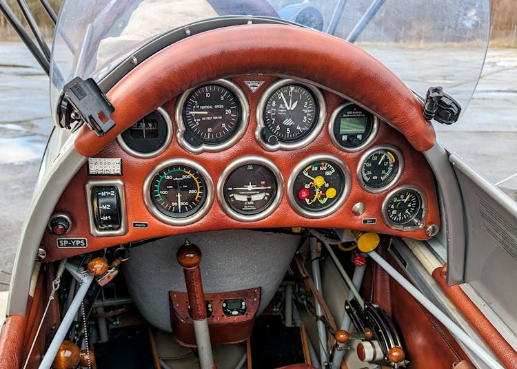 Cockpit Of A Vintage Airplane 