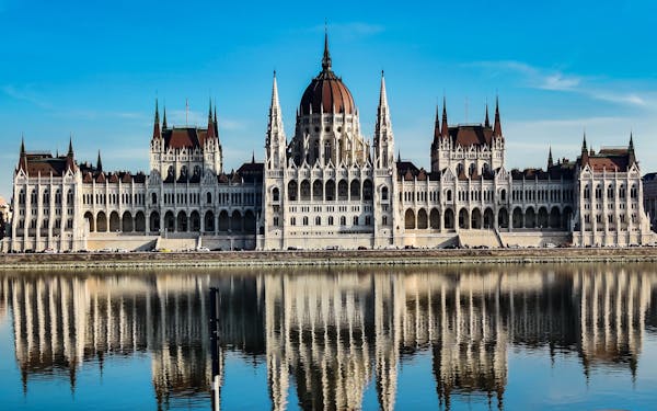 Hungarian Parliament Building reflecting in the Danube