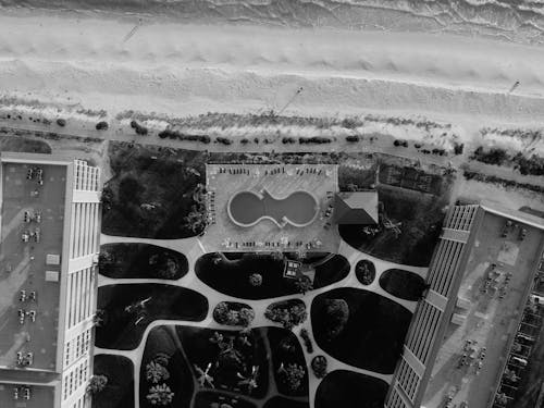 Graustufen Luftbildfotografie Des Gebäudes