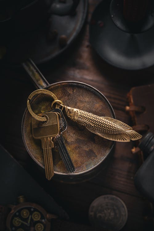 Keys and Golden Fish Keychain