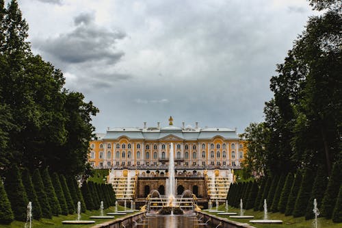 Grand Cascade in front of the Grand Palace in Peterhof, Saint Petersburg 