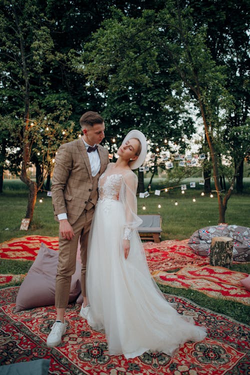 Newlyweds Posing in Park