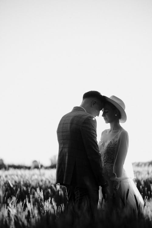 Newlyweds Together in Black and White