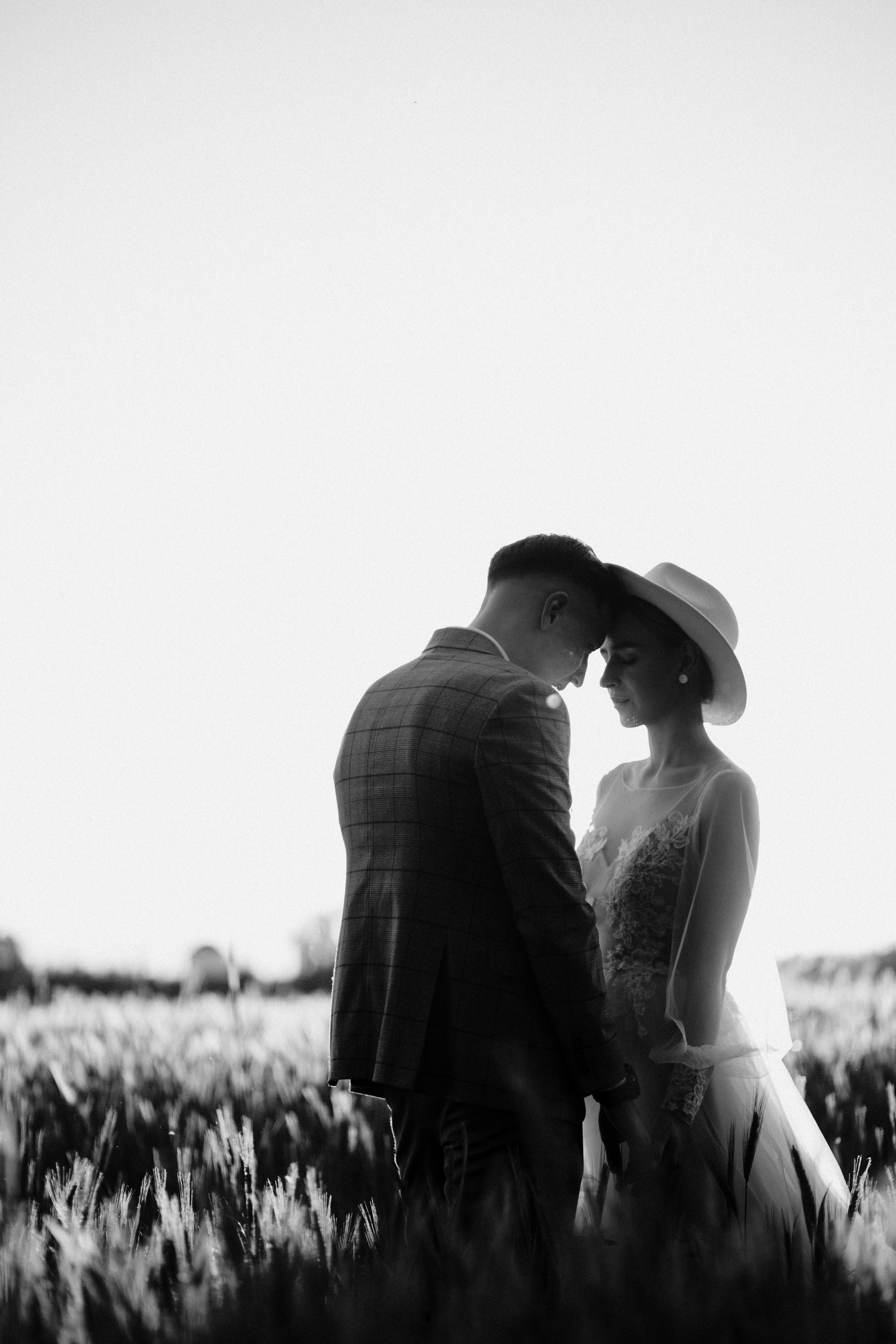Newlyweds Together in Black and White · Free Stock Photo