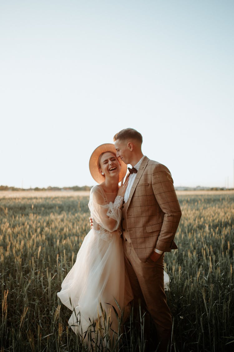 Laughing Bride With Groom