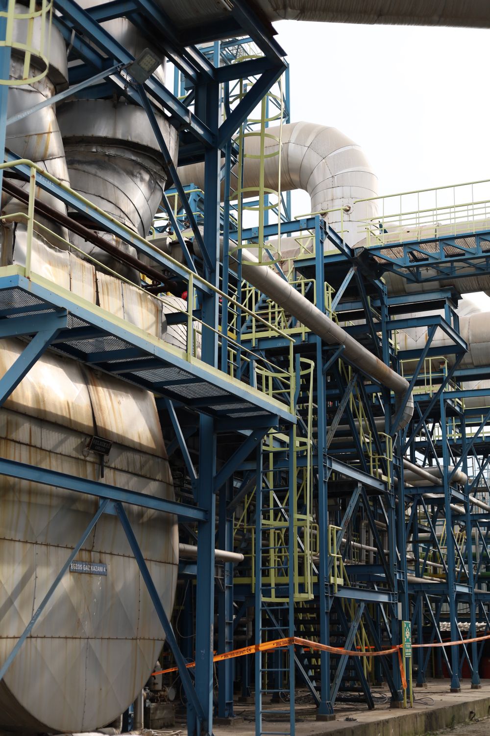 Pipework and towers inside a working plant
