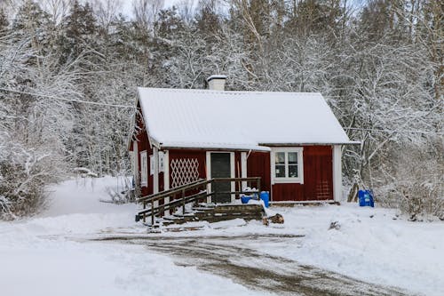 Snowed Wooden Cottage in the Forest