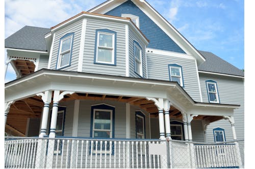 Blue And White 2 Story Hous E