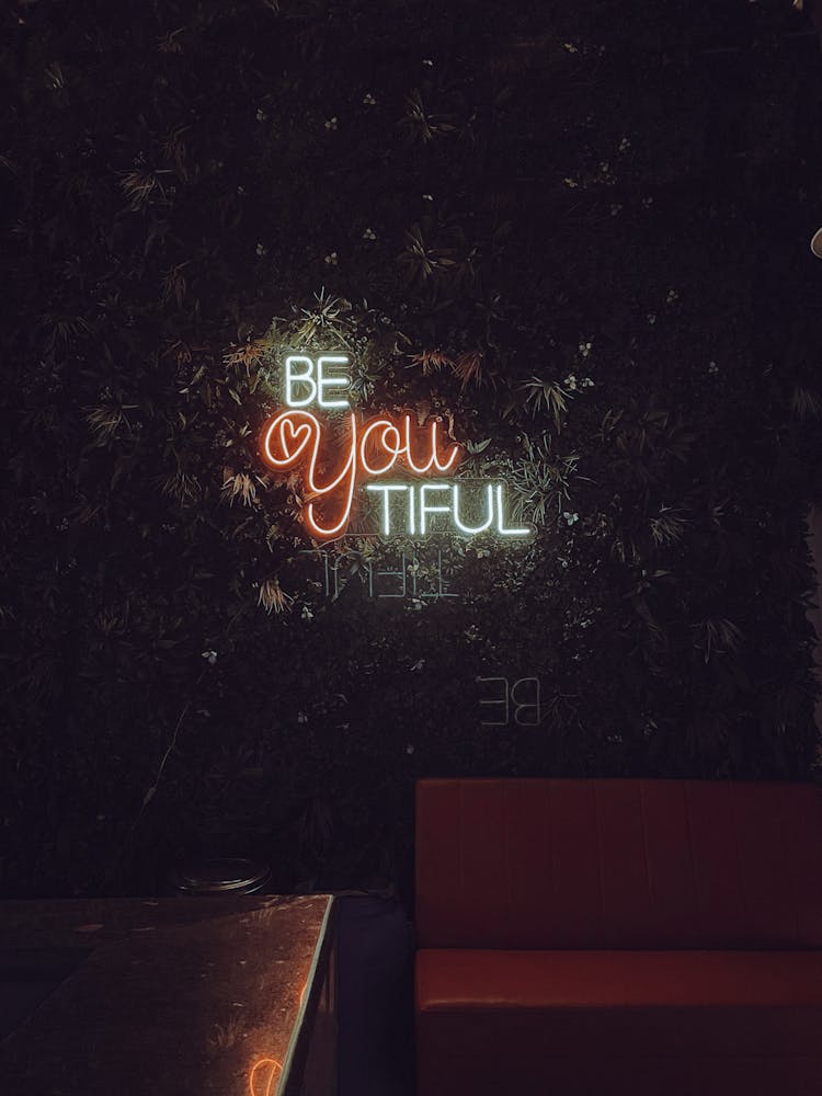 Neon Sign On A Wall In A Club 