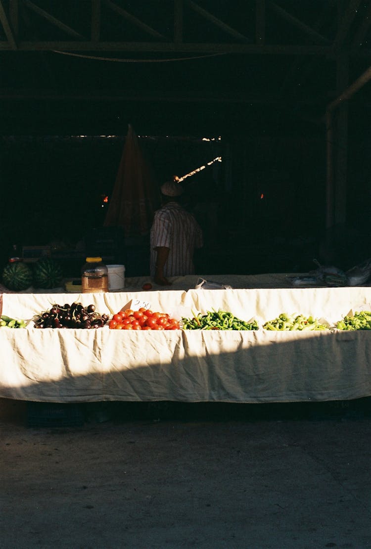 View Of Fresh Fruit And Vegetables At A Market 