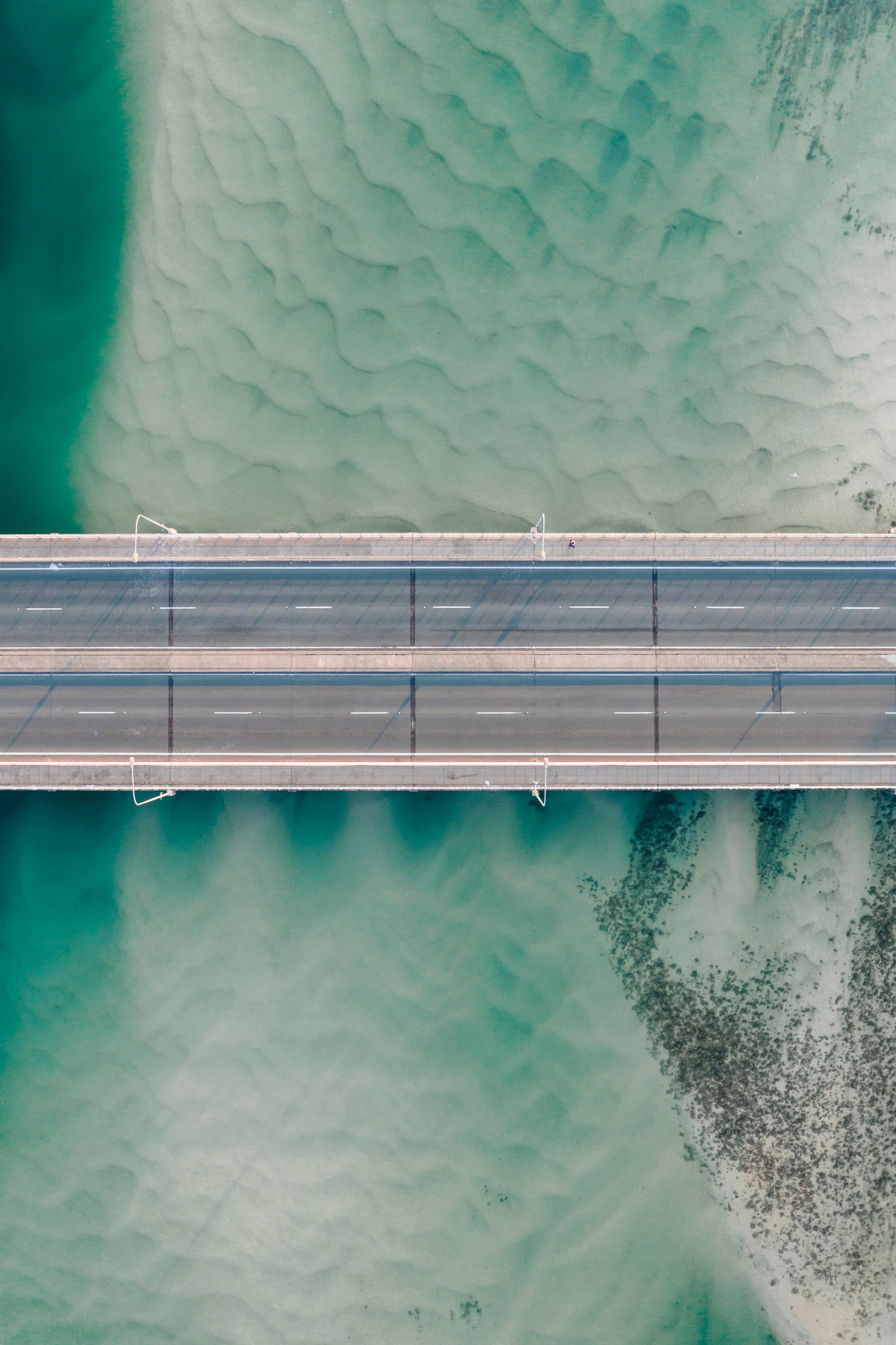 Stunning aerial image of Tallebudgera Creek Bridge in Queensland, Australia.