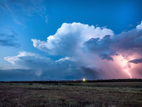 Imagine de stoc gratuită din câmp, cer impresionant, fulger