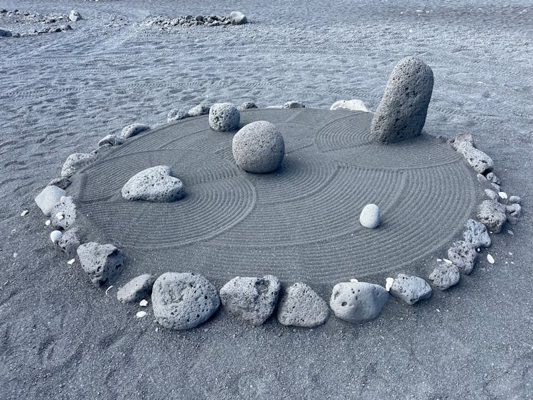 Stone Circle On Beach