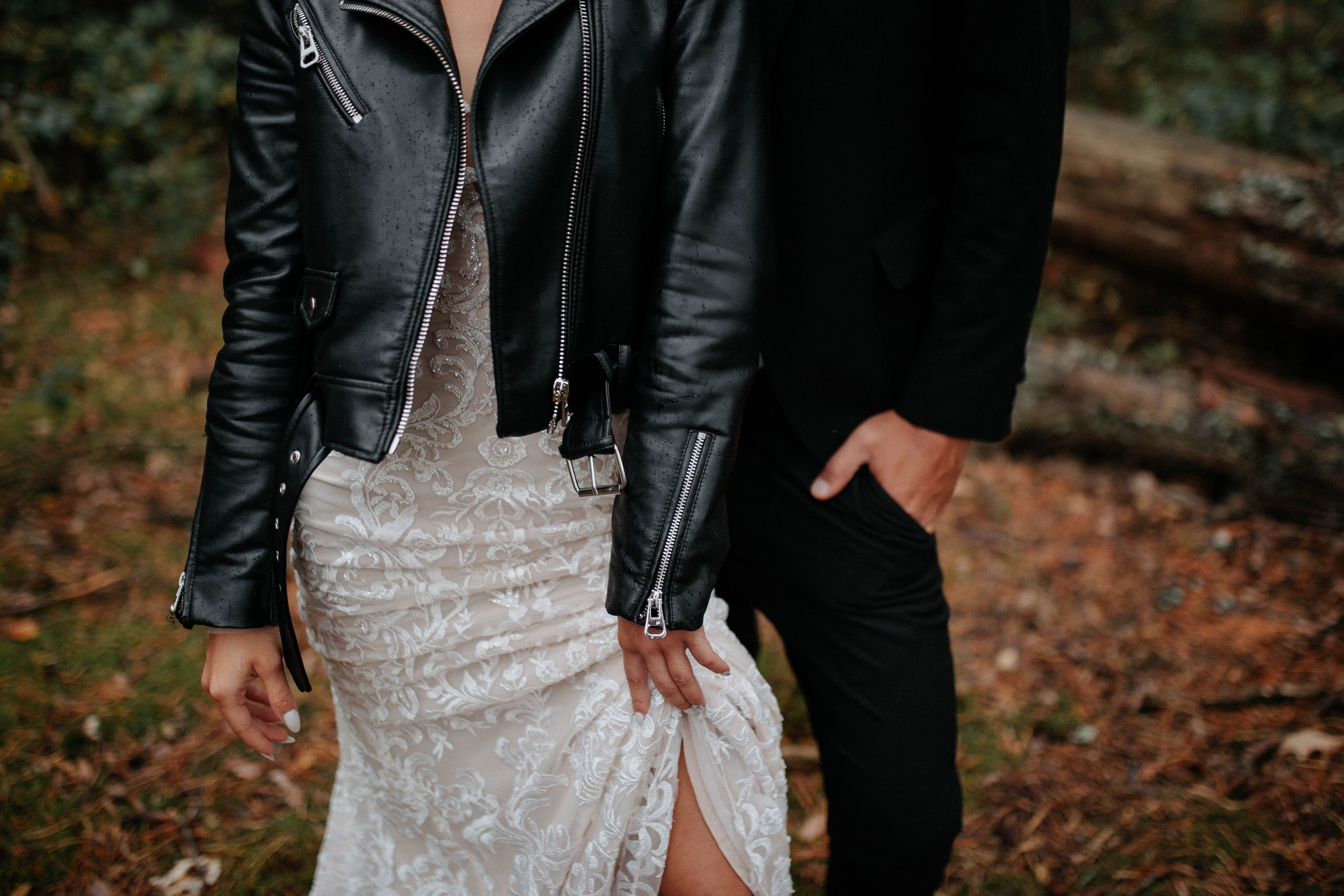 Bride and Groom Standing in the Forest · Free Stock Photo