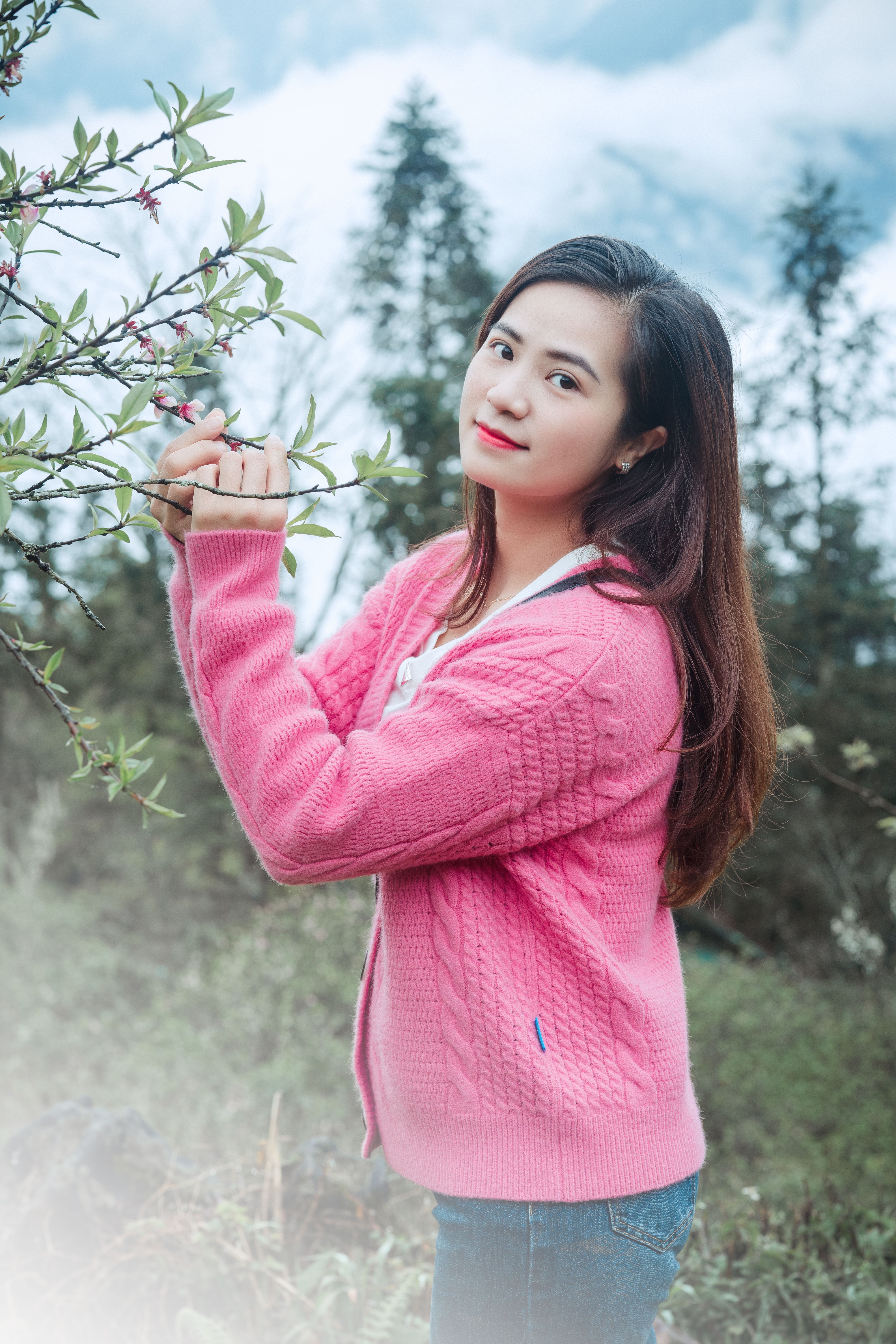 Woman Holding a Tree Branch · Free Stock Photo