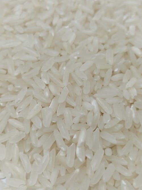 Closeup of White Rice Grains