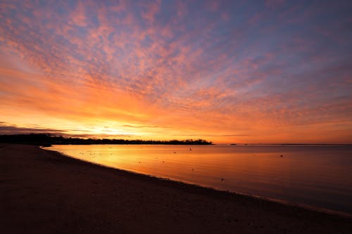 Dramatic Sunset on Seashore