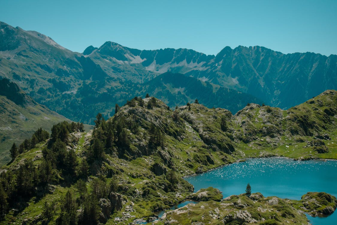 Blue Lake in Green Mountains Landscape · Free Stock Photo