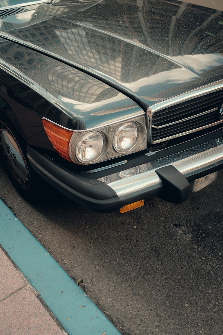 Close Up Of Vintage Mercedes SL