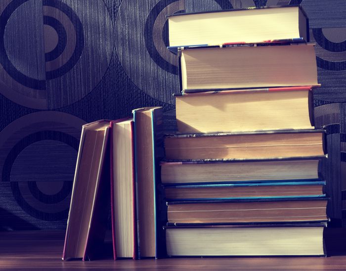 Piles of secondhand books