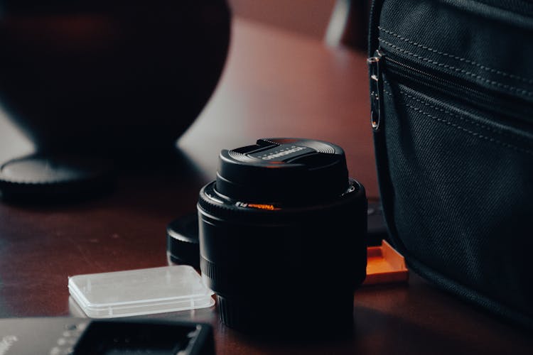 Camera Lens On Desk