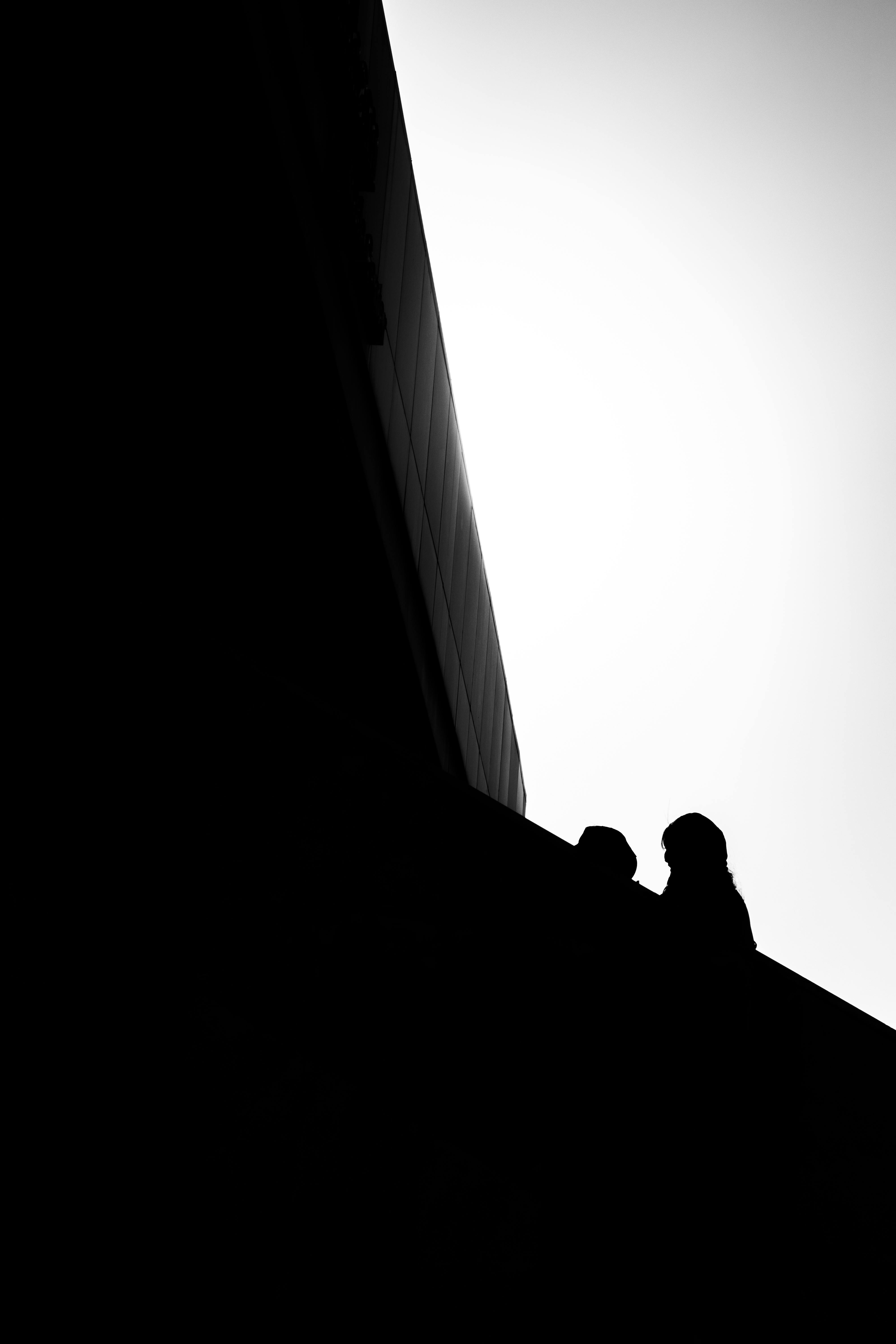 Girls walking up stairs silhouette · Free Stock Photo