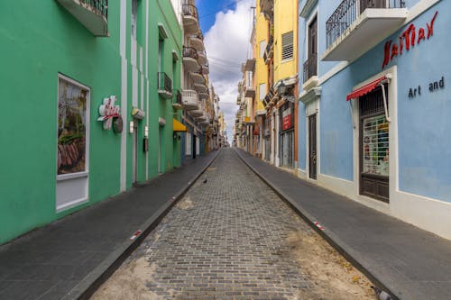 Narrow Cobblestone Street of San Juan