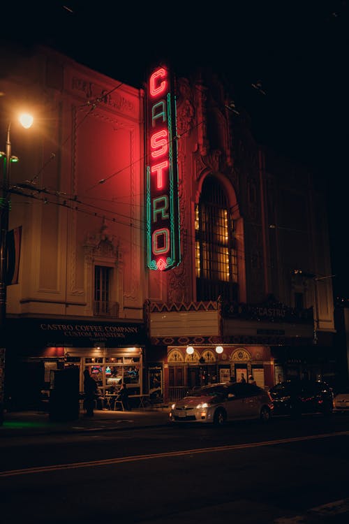 Facade with Neon at Night