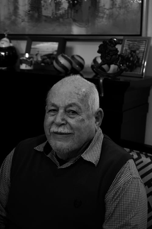 Elderly Man in Shirt and Vest