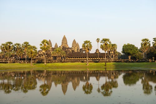 Temple Angkor Wat View from across the Lake