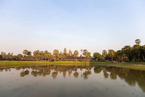 Panoramic View of the Angkor Wat, Siem Reap, Cambodia seen from across the Water