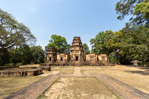 Free Explore the ancient Prasat Kravan ruins in Cambodia, captured under a clear blue sky. Stock Photo