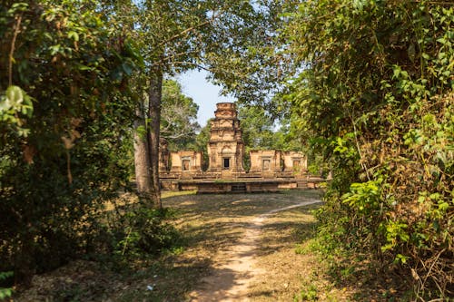Cambodian Buddhist Temple Surrounded by Trees 