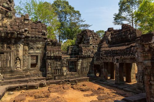 Free Explore the ancient ornate carvings at Angkor Wat, a UNESCO World Heritage site in Cambodia. Stock Photo