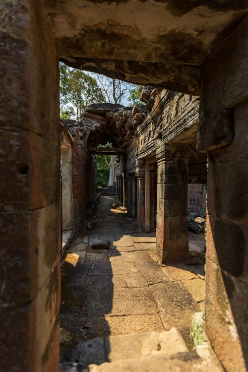 Interior of the Ruins at Angkor Wat Temple Complex, Siem Reap, Cambodia 