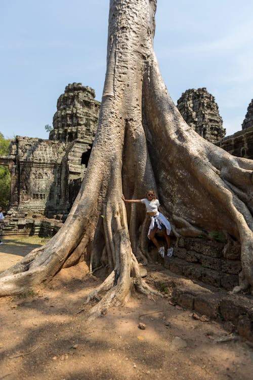 Woman Sightseeing the Ta Prohm Temple, Angkor Wat, Siem Reap, Cambodia