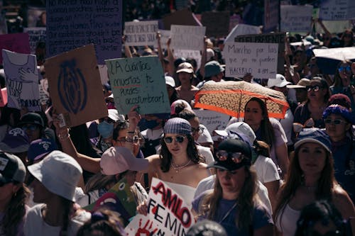 Crowd with Banners at Demonstration