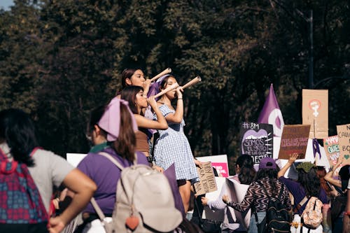 Women over Crowd at Manifestation