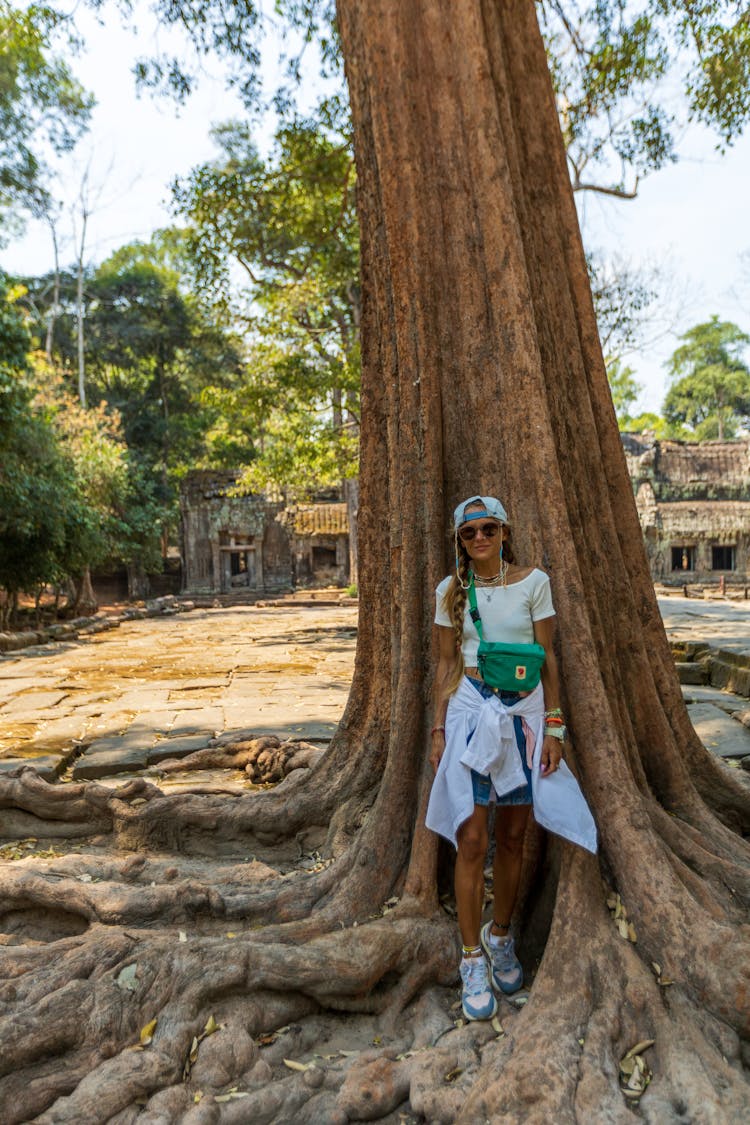 Woman Sightseeing The Ta Prohm Temple, Angkor Wat, Siem Reap, Cambodia