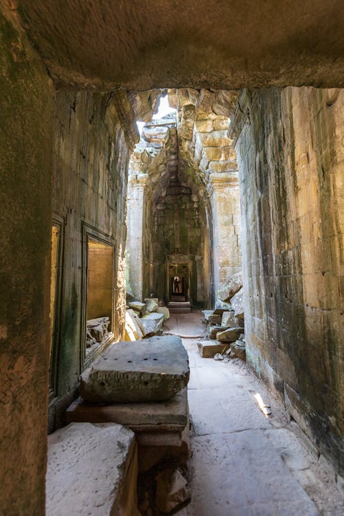 A Corridor in a Temple at the Angkor Wat Complex, Siem Reap, Cambodia 