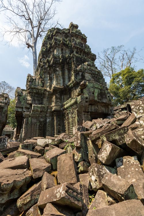 Free Explore the intricate stone structures of the ancient Preah Khan temple in Cambodia. Stock Photo