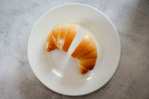 Free Croissant on Plate Stock Photo