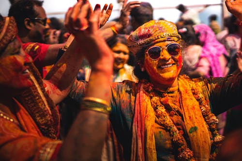 Free Crowd of People Celebrating during the Holi Festival Stock Photo