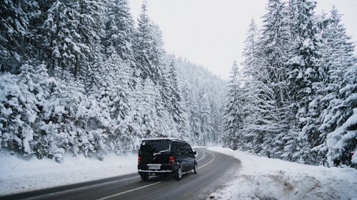 Car on Road in Winter