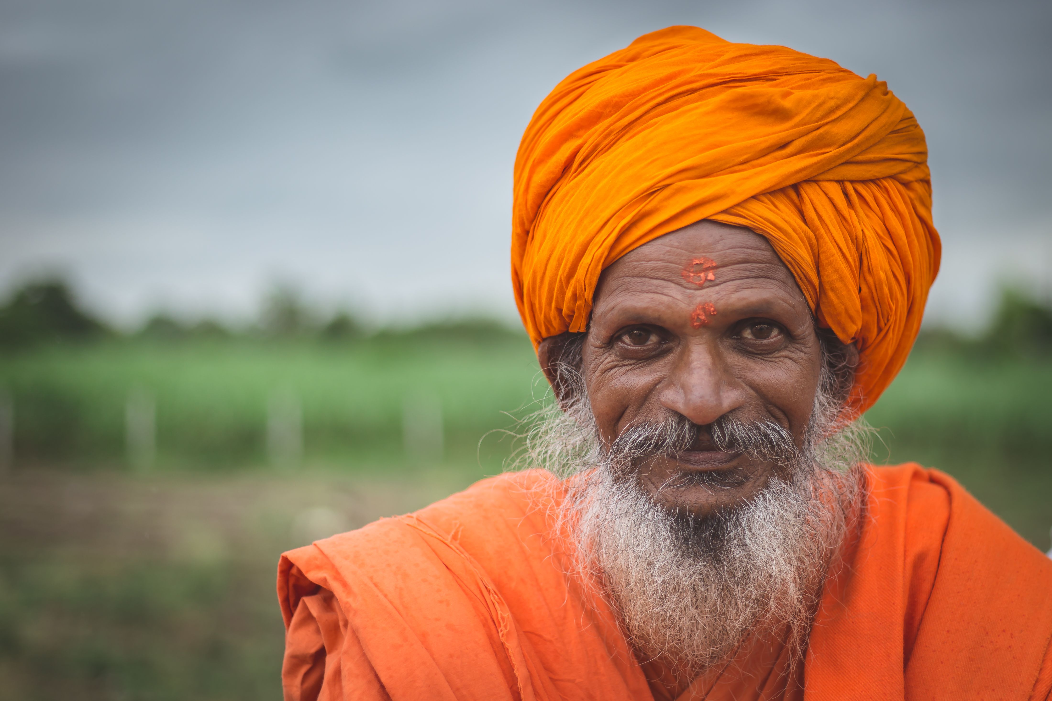 Elderly Man in Orange Turban · Free Stock Photo