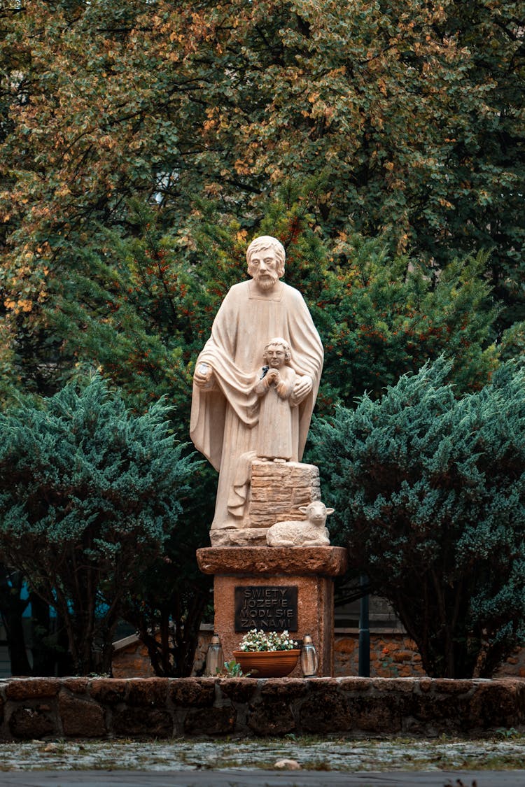 Statue Of St. Joseph, Father Of Christ. Olkusz, Poland.