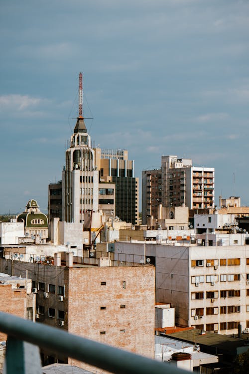 Sunlit Buildings and Skyscraper in City