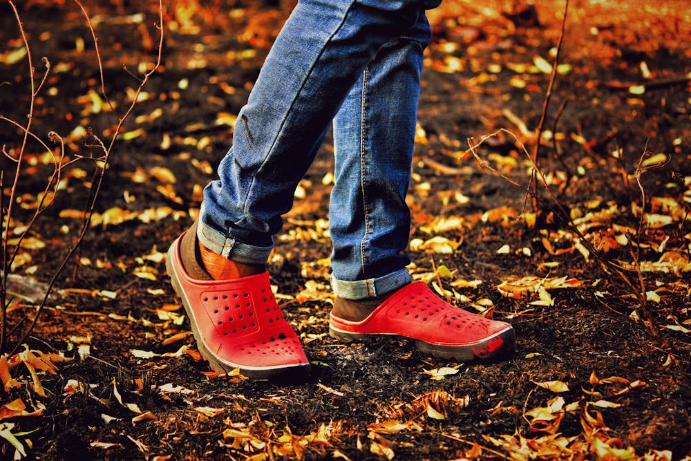 Free stock photo of blue jeans, canvas shoes, colours.