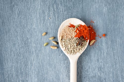 Spices on White Spoon