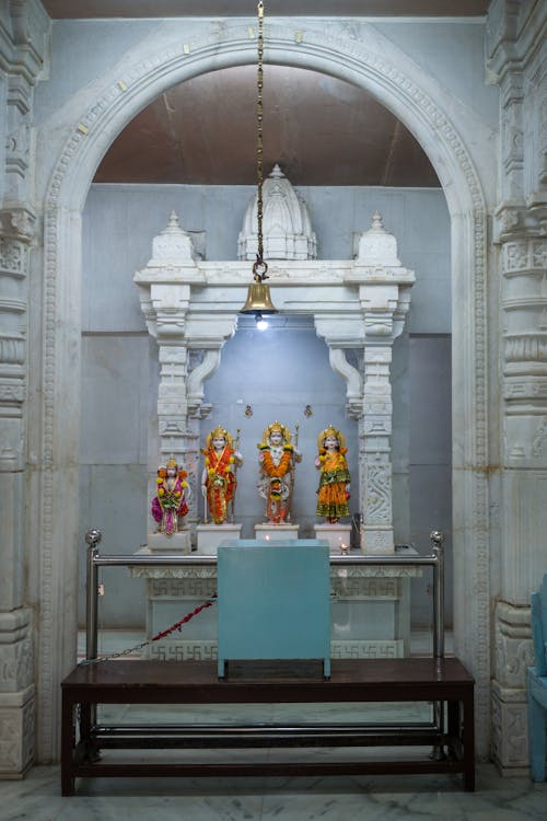 Beautiful idols of Lord Rama, Goddess Sita, Lord Hanuman and Laxman being worshipped at a Hindu temple in Mumbai, India for the festival of Ram Navmi